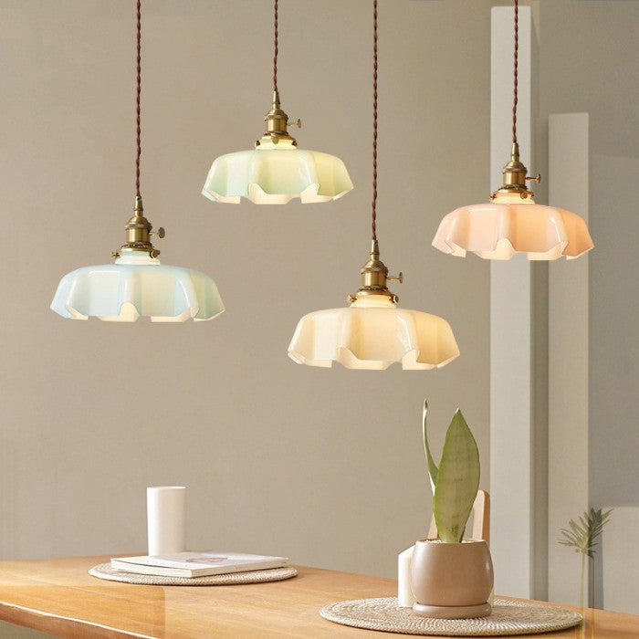 NostaLume Glasblume Hängelampe | Vintage Pendelleuchte | Elegantes Licht für Zuhause