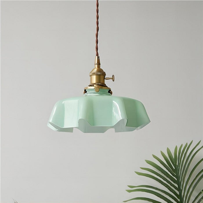 NostaLume Glasblume Hängelampe | Vintage Pendelleuchte | Elegantes Licht für Zuhause