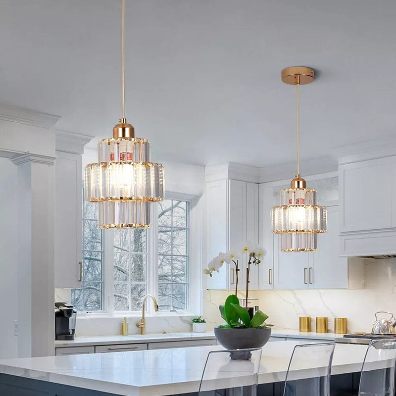 Lustrella Runde Abgestufte Kristall-Deckenleuchte aus Glas | Modernes Design | Elegante Beleuchtung | Dimmbar