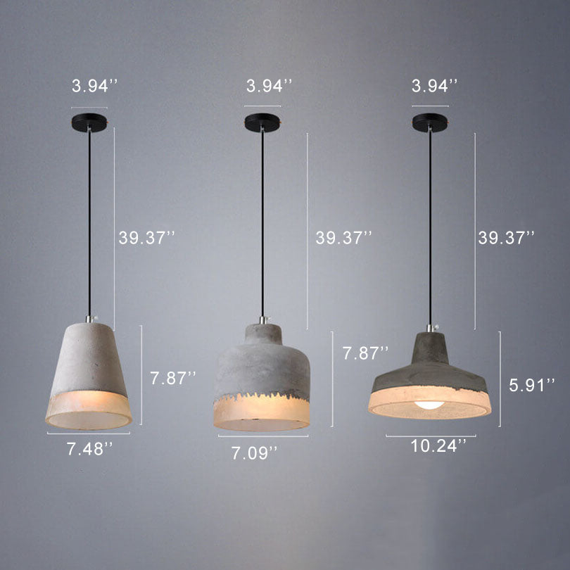 CemLux Industrial Design Pendelleuchte aus Zement | Minimalistischer Grauer Schirm | E27 Fassung | Perfekt für Esszimmer, Wohnzimmer oder Arbeitsbereiche