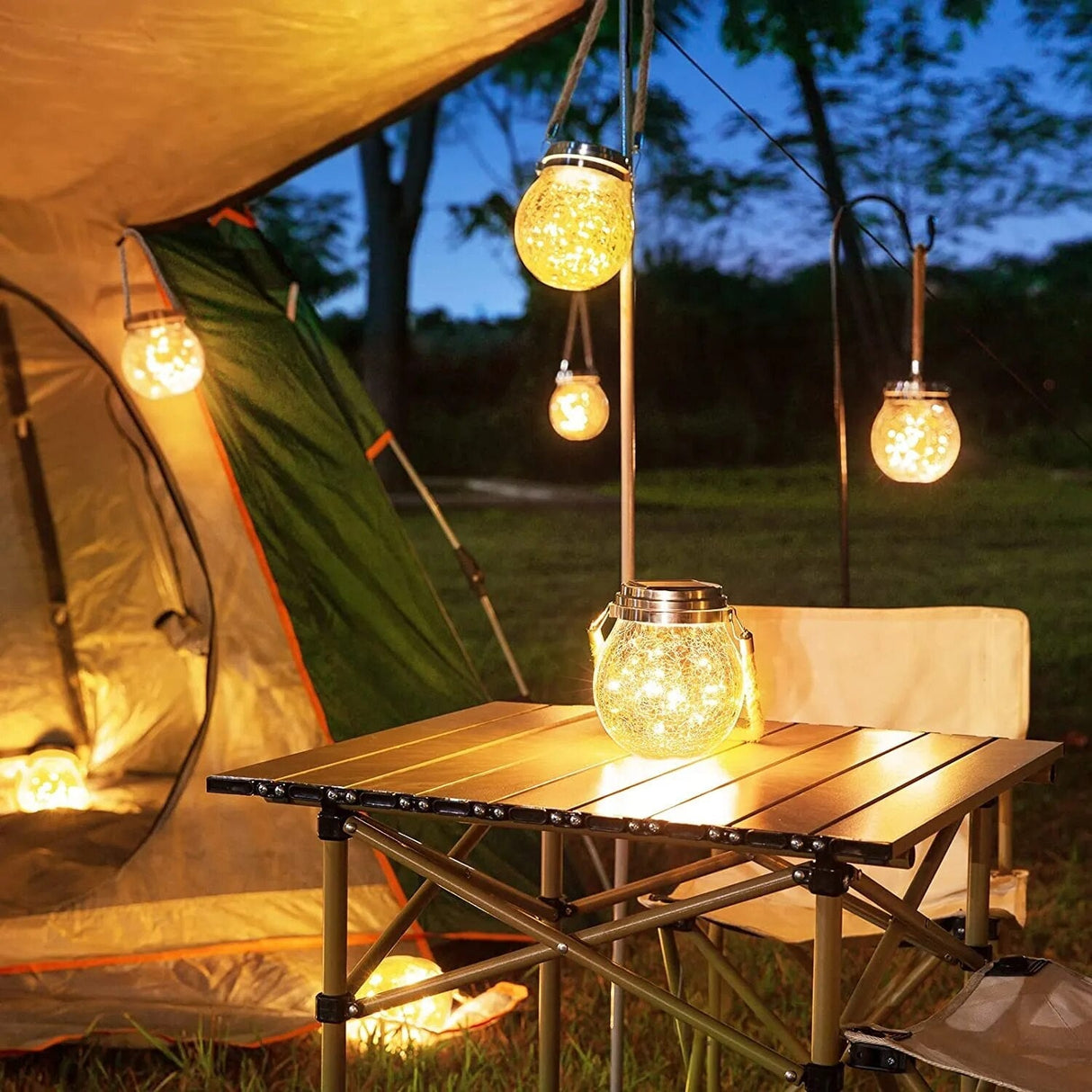 SunAura Solar Glaslaterne | LED Kugellampe mit Hanfseil | Wasserdichte Hängelampe für Garten & Terrasse