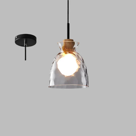 RippleWood Glas Pendelleuchte mit Holz | Modernes Design | Elegante Hängelampe | Nachhaltige Beleuchtung