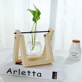 EcoGrow Glas Anzuchtvase mit Holzständer | Minimalistisches Design | Pflanzgefäß für Zuhause | Deko für Pflanzenliebhaber