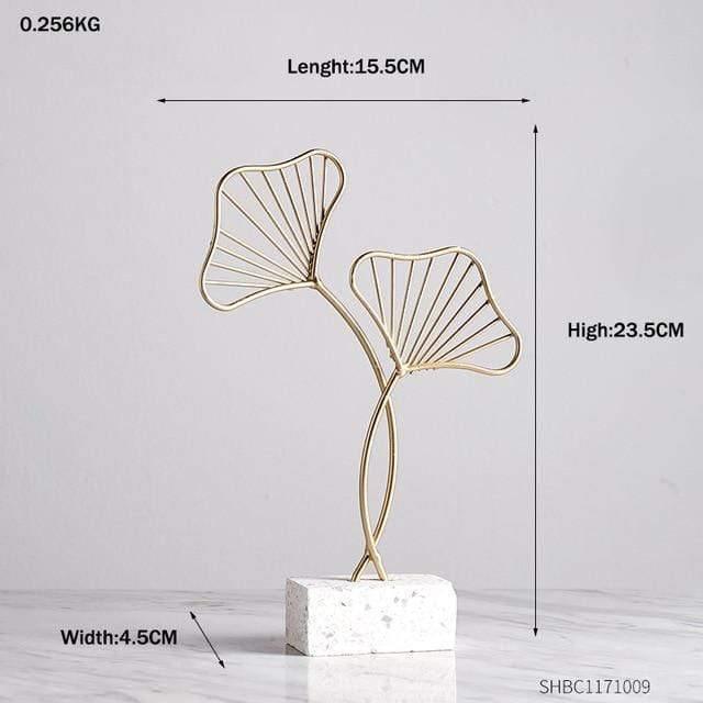 LeafyGlow Skulptur Dekofigur aus Metall | Ginkgo-Design | Wohnaccessoire | Tisch- und Regaldekoration