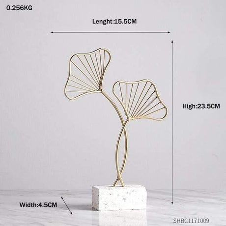 LeafyGlow Skulptur Dekofigur aus Metall | Ginkgo-Design | Wohnaccessoire | Tisch- und Regaldekoration