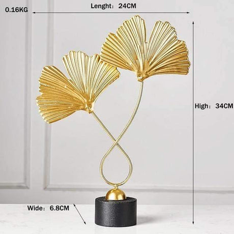 LeafyGlow Skulptur Dekofigur aus Metall | Ginkgo-Design | Wohnaccessoire | Tisch- und Regaldekoration