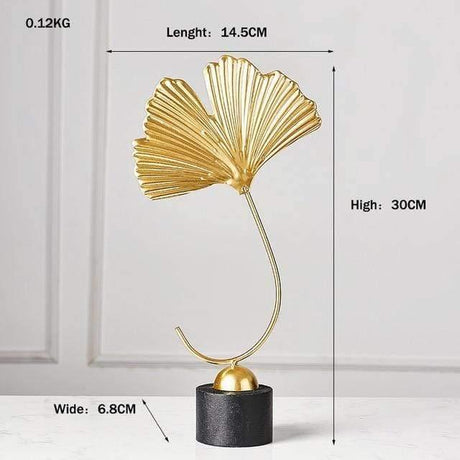 LeafyGlow Skulptur Dekofigur aus Metall | Ginkgo-Design | Wohnaccessoire | Tisch- und Regaldekoration