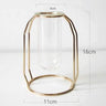 FloraFloat Eisen-Glas-Geometrische Vase | Schwebe-Design für Pflanzenvermehrung & Dekoration | In Gold & Rosébraun | Verschiedene Größen