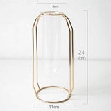 FloraFloat Eisen-Glas-Geometrische Vase | Schwebe-Design für Pflanzenvermehrung & Dekoration | In Gold & Rosébraun | Verschiedene Größen