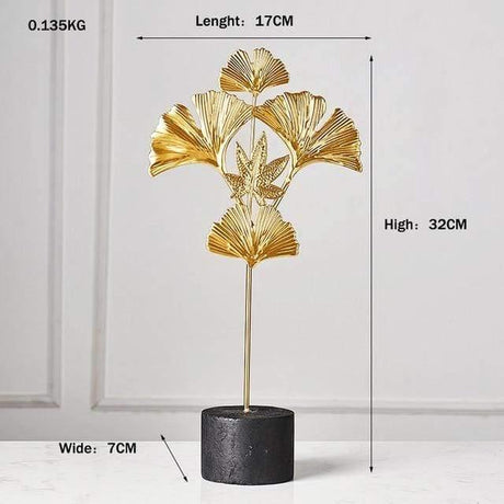 LeafyGlow Skulptur Dekofigur aus Metall | Ginkgo-Design | Wohnaccessoire | Tisch- und Regaldekoration
