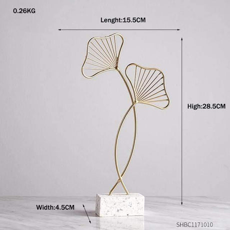 LeafyGlow Skulptur Dekofigur aus Metall | Ginkgo-Design | Wohnaccessoire | Tisch- und Regaldekoration