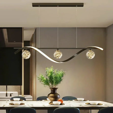 OrbGlow Schwarz-Gold LED Pendelleuchte | Glaskugel Kronleuchter | Innenbeleuchtung | Dekoration