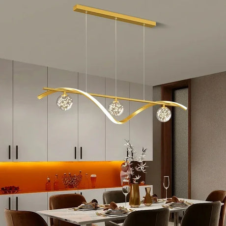 OrbGlow Schwarz-Gold LED Pendelleuchte | Glaskugel Kronleuchter | Innenbeleuchtung | Dekoration