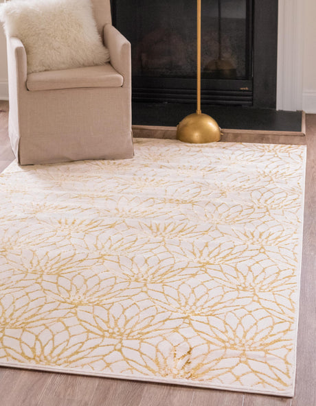 Floriva Lotusblumen-Teppich | Luxus-Design | Hochwertige Musterung | Wohn- & Schlafzimmer-Deko