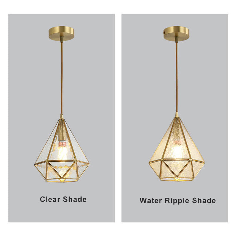 DiamantaGlow Pendelleuchte | Diamantförmiges Glas mit Wasserstruktur | 1-flammige Hängeleuchte | Elegantes & Modernes Design